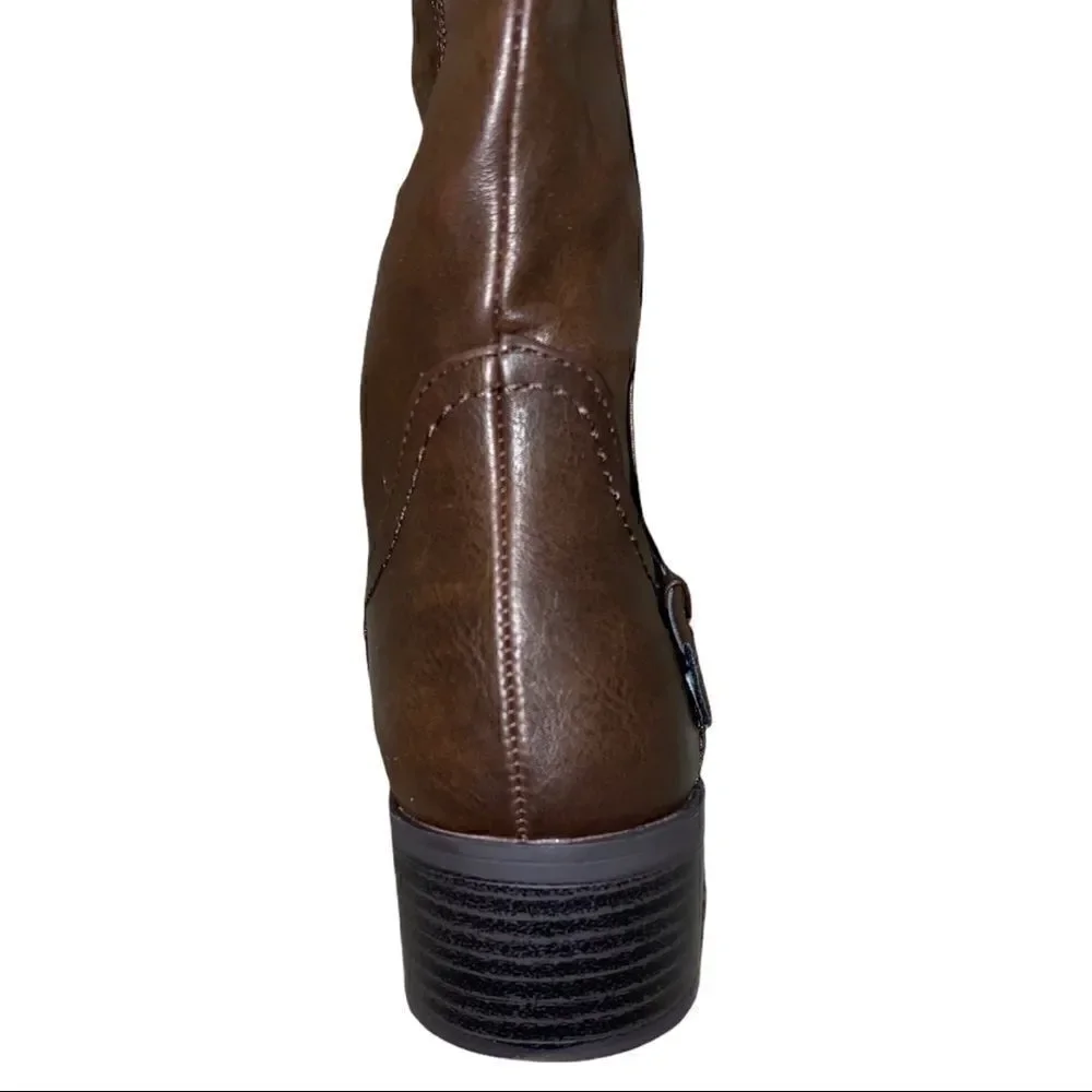 Easy Street Faux Leather Brown Jewel Riding Boots Size 7M New